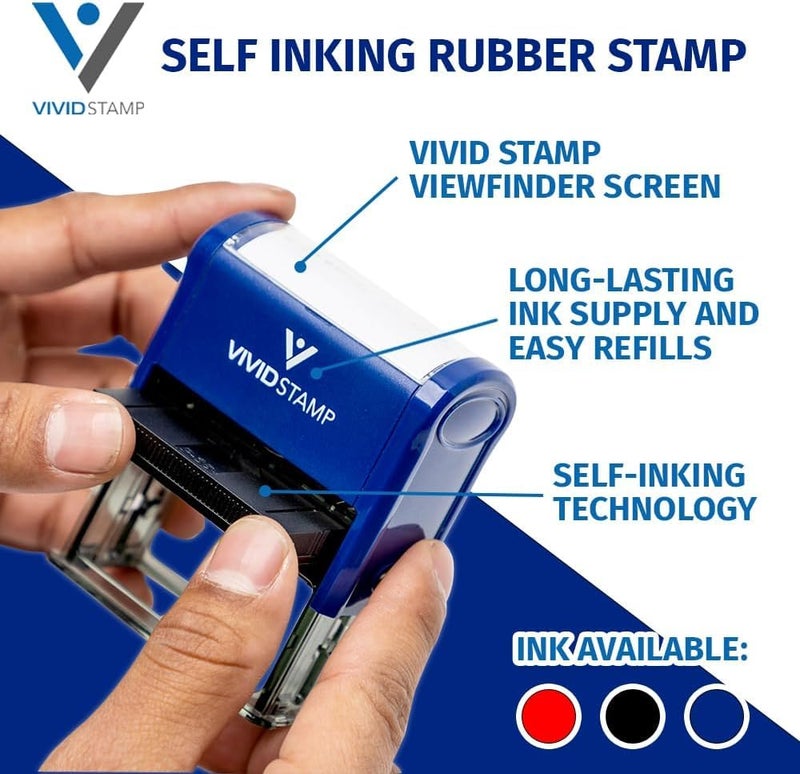 Vivid Stamp Paid Self Inking Rubber Stamp (Blue) - Medium - Image 2